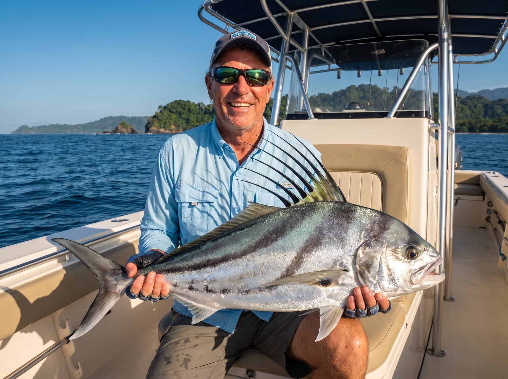 Roosterfish caught on an inshore fishing charter in Quepos, Costa Rica