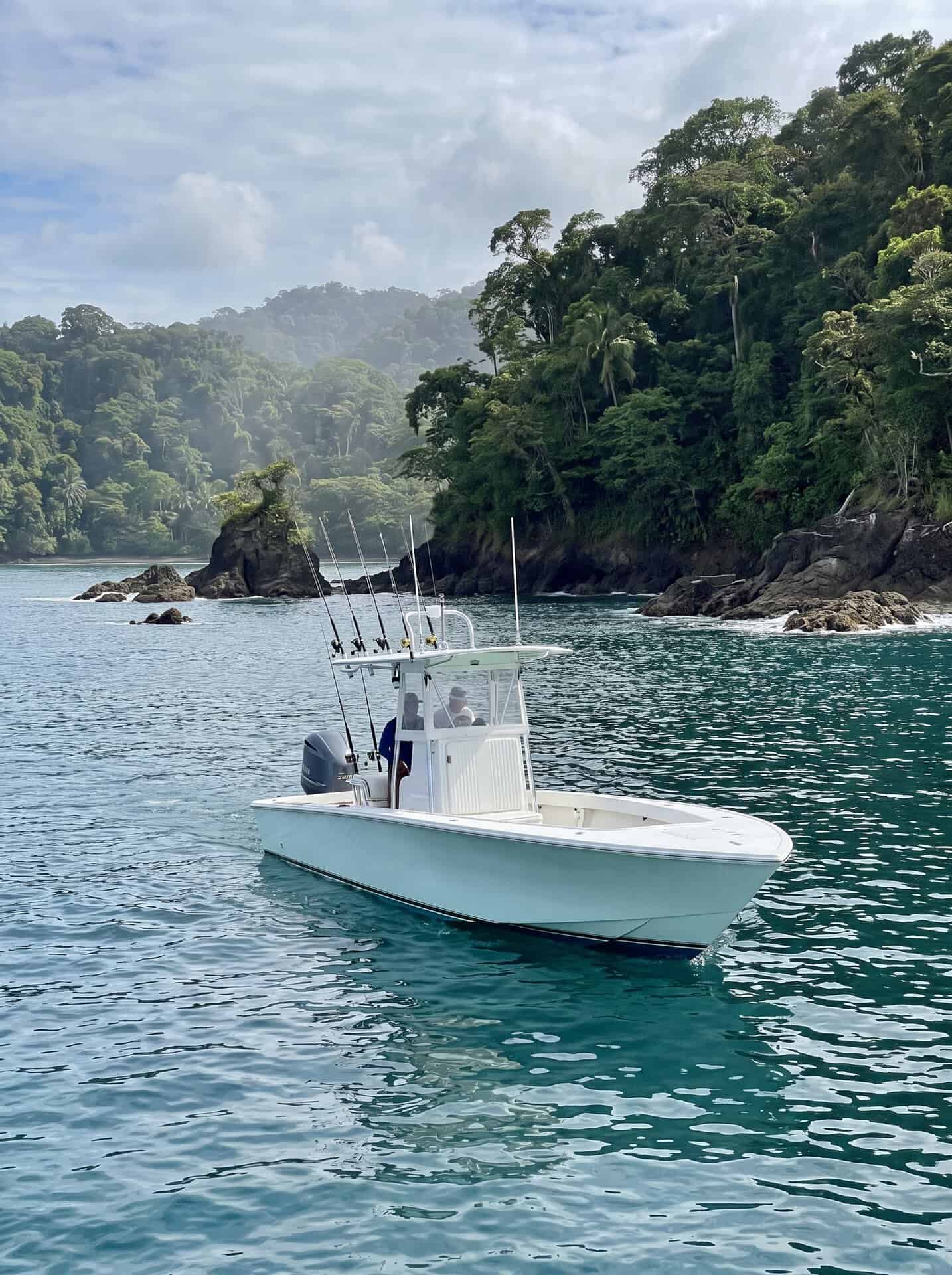 Inshore fishing near the tropical coastline of Quepos Costa Rica